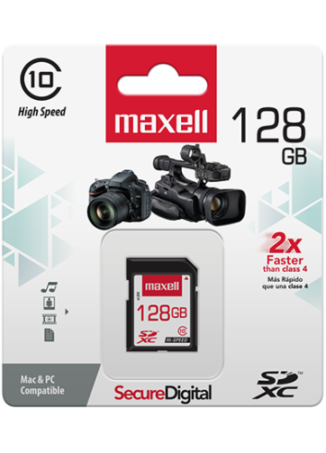MEMORIA SD 128GB ALTA VELOCIDAD MAXELL SDXC CLASE 10